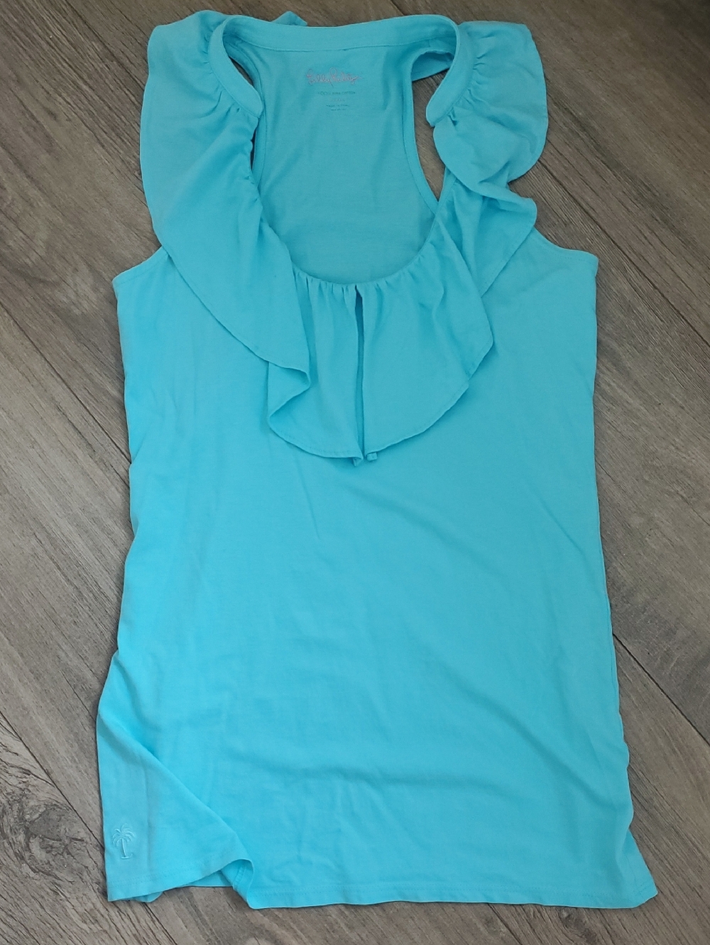 Lilly Pulitzer Ruffled Scoop Neck Tank Top - Turquoise Size Small